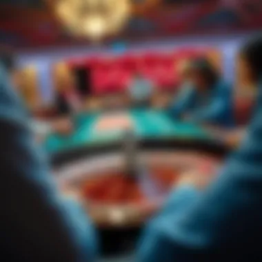 Roulette Betting with Credit Cards A roulette table with players placing bets using credit cards