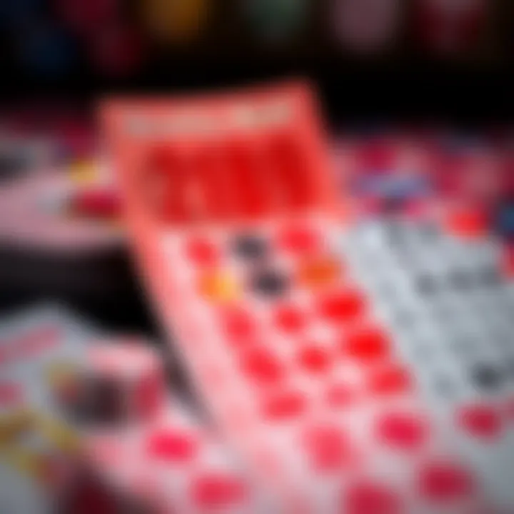 Close-up of a scratch-off ticket revealing hidden prizes