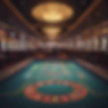 A glimpse of the casino floor with gaming tables and slot machines