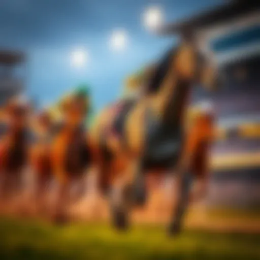 A majestic horse racing down the track