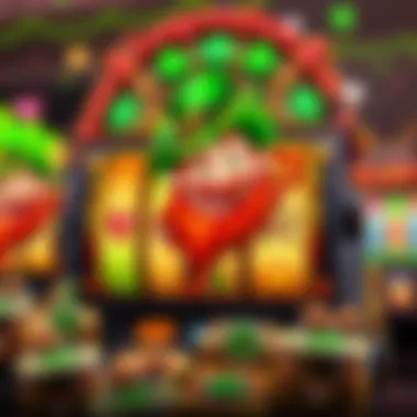 A vibrant leprechaun-themed slot machine with colorful reels and symbols