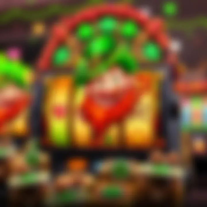 A vibrant leprechaun-themed slot machine with colorful reels and symbols