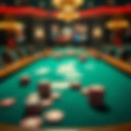 A strategic poker table setup with cards and chips