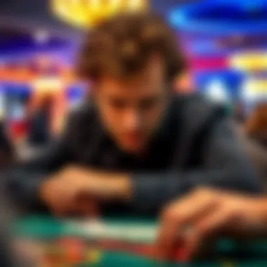 Close-up of a player enjoying a game of blackjack, displaying focus and strategy.
