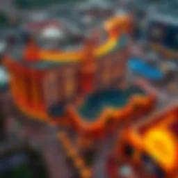 Aerial view of Mohegan Sun Casino showcasing its architecture