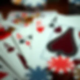 A close-up of various casino playing cards showcasing different suits and designs