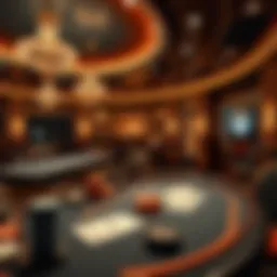 An elegant banker casino setting showcasing tables and decor