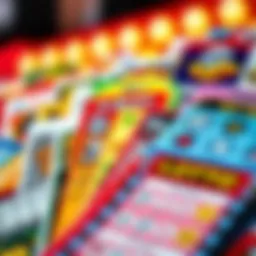 A vibrant array of NYS Lotto scratch-off tickets displayed.