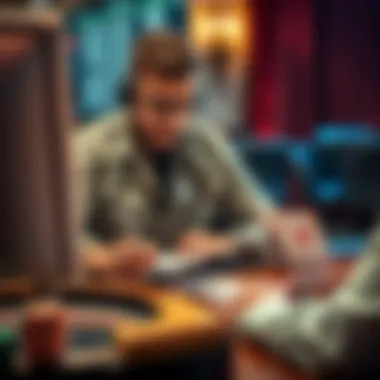 Player strategizing with a computer and notes while engaging in online Russian roulette.