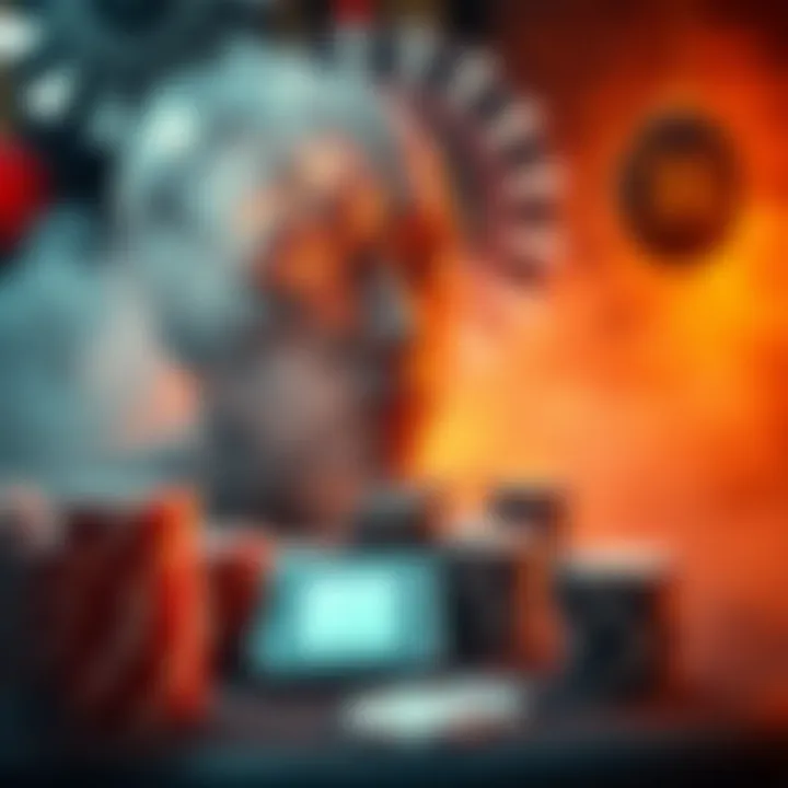 Abstract representation of psychology in gambling, showcasing risk and reward dynamics.