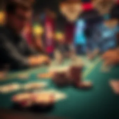 High-stakes poker table with chips and cards