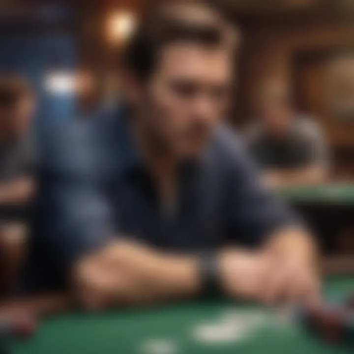 Illustration of a player contemplating their move in Scoop Poker