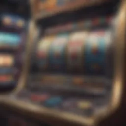 A vibrant display of a slot machine with reels in action