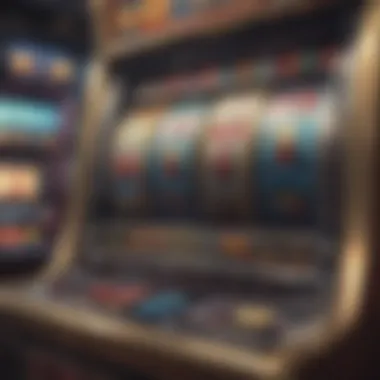 A vibrant display of a slot machine with reels in action