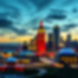 Overview of Indianapolis skyline with a sports theme