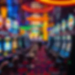 A vibrant casino floor filled with slot machines and table games