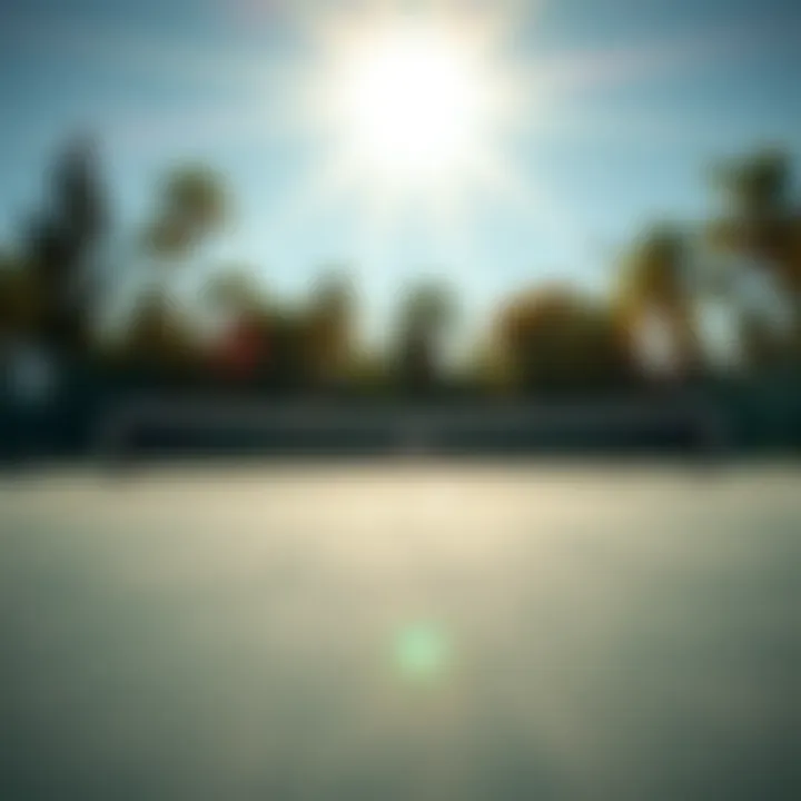 Tennis Court Dynamics Tennis court under bright sunlight