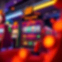 A vibrant slot machine screen displaying a winning sequence