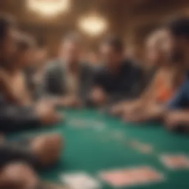 A cinematic view of a poker tournament with spectators engaged.