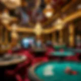 Luxurious casino interior showcasing high-stakes gaming tables