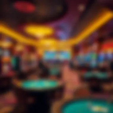 Luxurious interior of the casino highlighting gaming tables