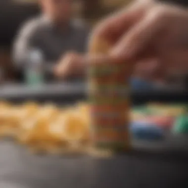 A player demonstrating chip stacking techniques using Brybelly poker chips