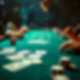 Illustration of a poker table highlighting flush draw scenarios