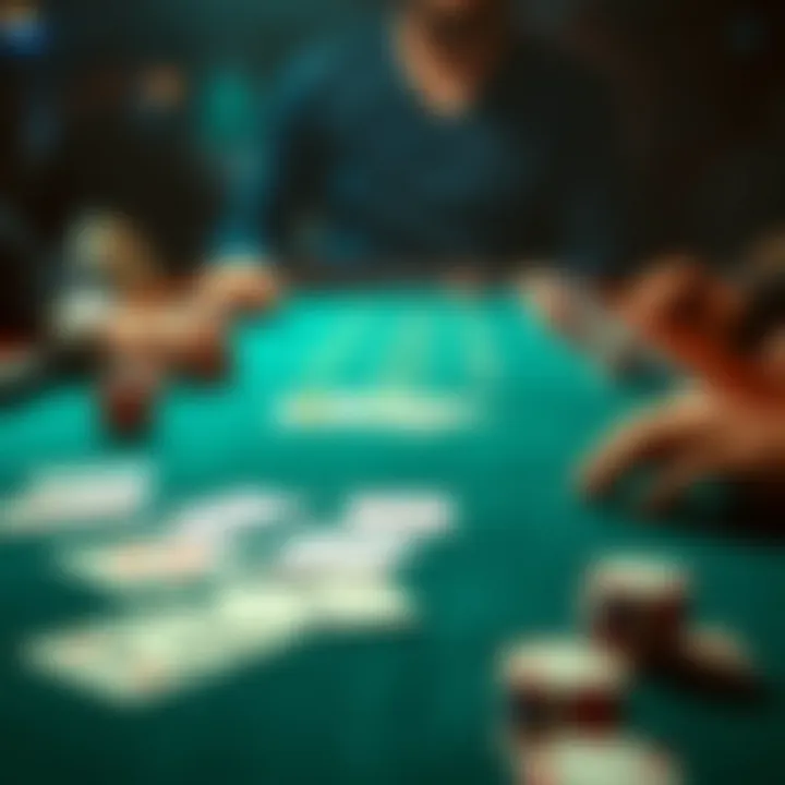 Illustration of a poker table highlighting flush draw scenarios