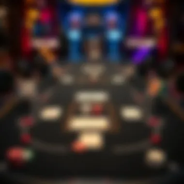 Poker Tournament Table Layout An intricate layout of a poker tournament table with time indicators