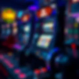 Detailed view of slot machine mechanics