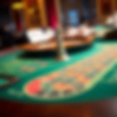 An elegant layout of a roulette table displaying betting areas