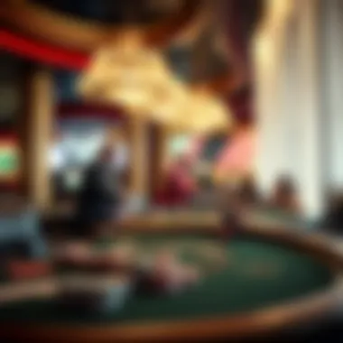 Close-up of gaming tables featuring poker and blackjack at the Cosmopolitan