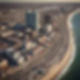 Aerial view of Atlantic City showcasing the iconic boardwalk and casinos